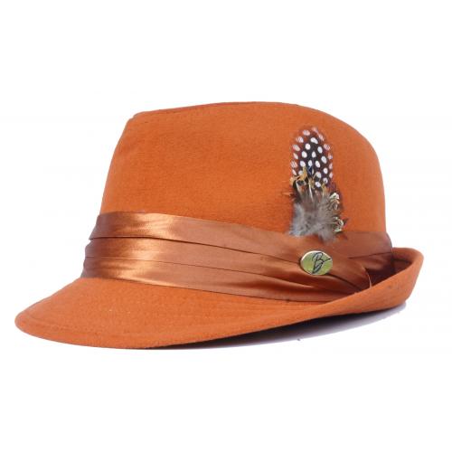 Bruno Capelo Rust Wool Blend Fedora Dress Hat FD-212